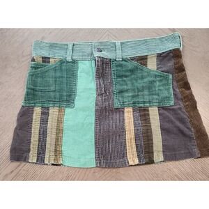 Gypsy Rose Patch Work Jean Corduroy Skirt Size L